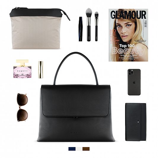 Сумка женская BUGATTI ILVA, черная, полиуретан, 35,5х15х28,5 см 49530201