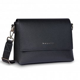 Сумка наплечная женская BUGATTI Ella, черная, полиуретан, 27х9х20,5 см 496628S01 