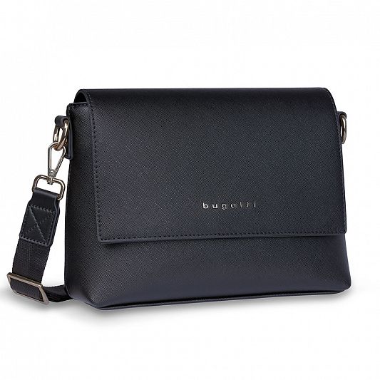 Сумка наплечная женская BUGATTI Ella, черная, полиуретан, 27х9х20,5 см 496628S01