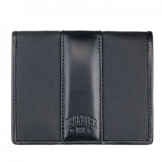 Бумажник KLONDIKE "URBAN", натуральная кожа/канвас, черный цвет, 9,5 х 12 х 2 см KD1400-01