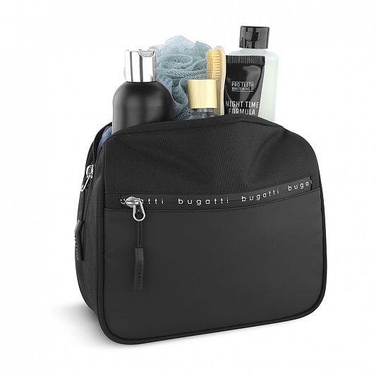 Несессер BUGATTI Blanc Delight, чёрный, нейлон RPET600D/тарпаулин/полиэстер, 24х9х21 см, 3,6 л 49451301