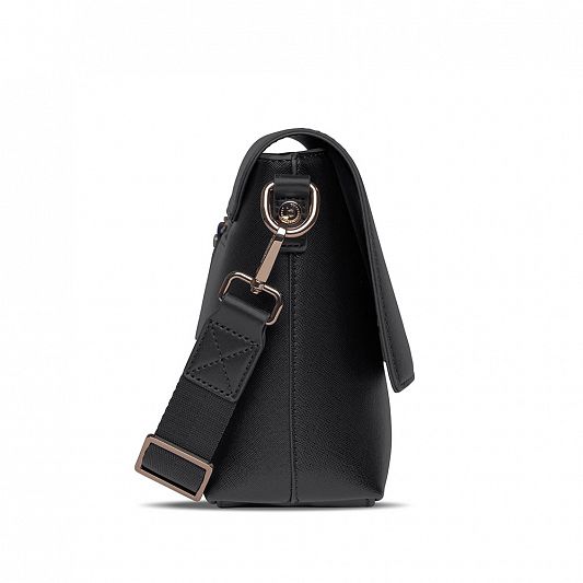 Сумка наплечная женская BUGATTI Ella, черная, полиуретан, 27х9х20,5 см 496628S01