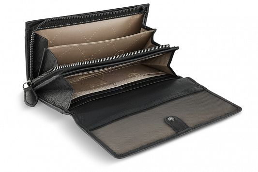 Кошелёк женский BUGATTI Bella, с RFID защитой, чёрный, воловья кожа/полиэстер, 19х3х10 см 49482401