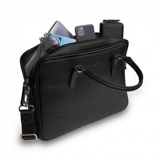 Портфель женский BUGATTI Ella 15', черный, полиуретан, 38х6х27,5 см 496626S01