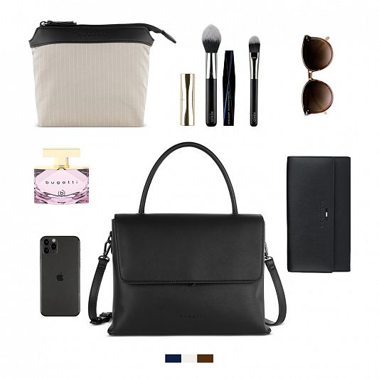 Сумка женская BUGATTI ILVA, черная, полиуретан, 30,5х14х24,5 см 49530101