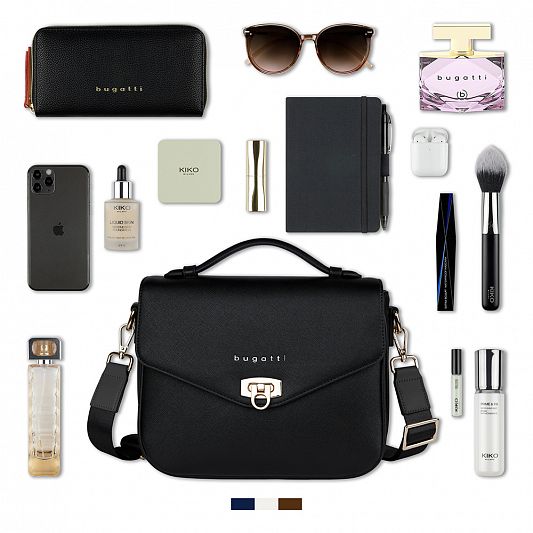 Сумка женская BUGATTI Ella, черная, полиуретан, 29х10х22 см 496634S01